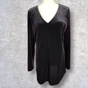 Soft Surroundings Velvet Tunic Isolde V Neck Holiday Black Womens Medium